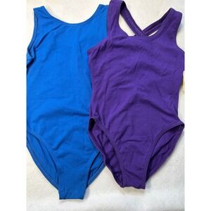 2pc Body Wrappers Peace Blue Kids Leotard Set Purple Blue Size 12-14 USA Made